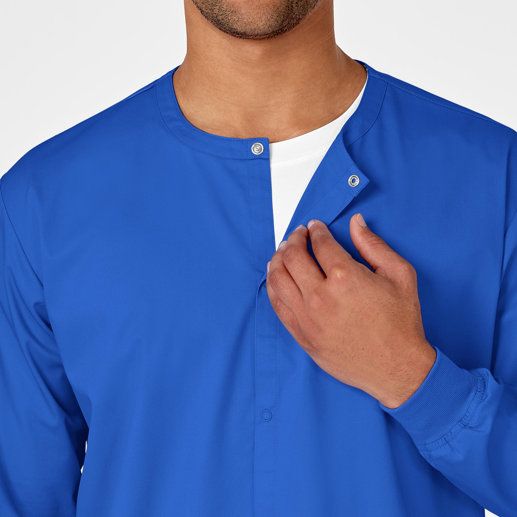 WonderWORK Unisex Snap Front Jacket Royal side detail 1
