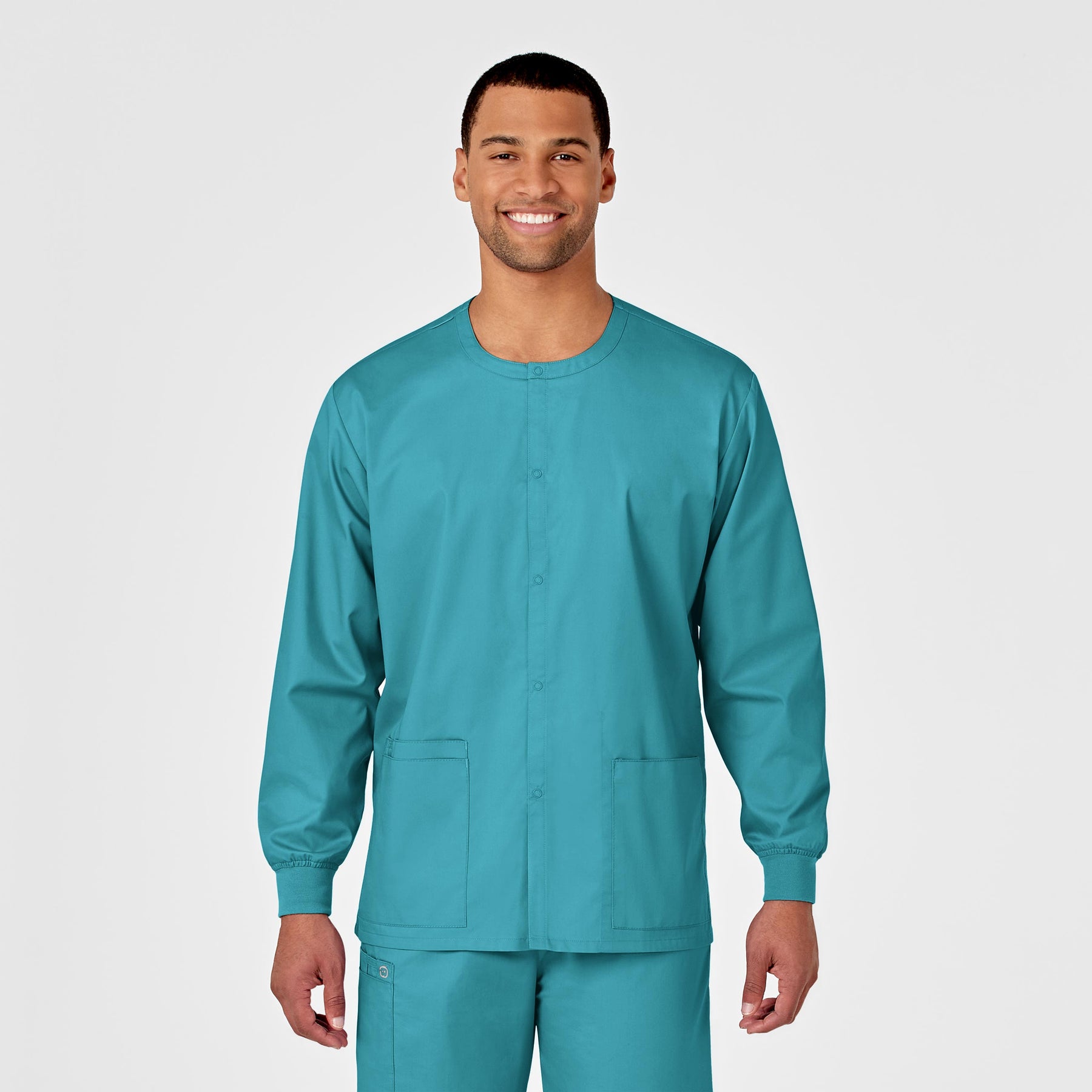 Wink WonderWORK Unisex Snap Front Jacket Teal Blue