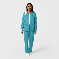 WonderWORK Unisex Snap Front Jacket Teal Blue full scrub set