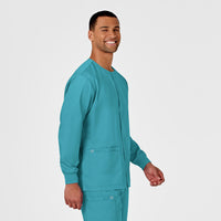 WonderWORK Unisex Snap Front Jacket Teal Blue side view