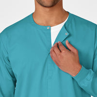 WonderWORK Unisex Snap Front Jacket Teal Blue side detail 1