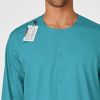 WonderWORK Unisex Snap Front Jacket Teal Blue side detail 2