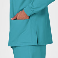 WonderWORK Unisex Snap Front Jacket Teal Blue back detail