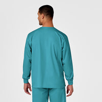 WonderWORK Unisex Snap Front Jacket Teal Blue back view