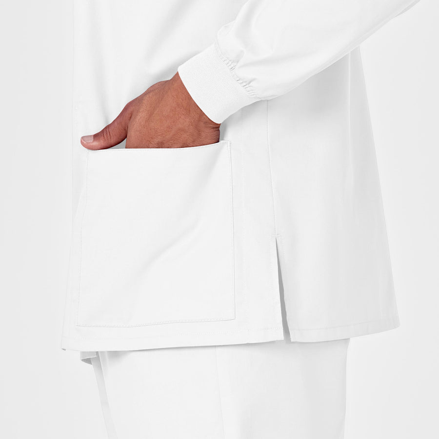 WonderWORK Unisex Snap Front Jacket White back detail