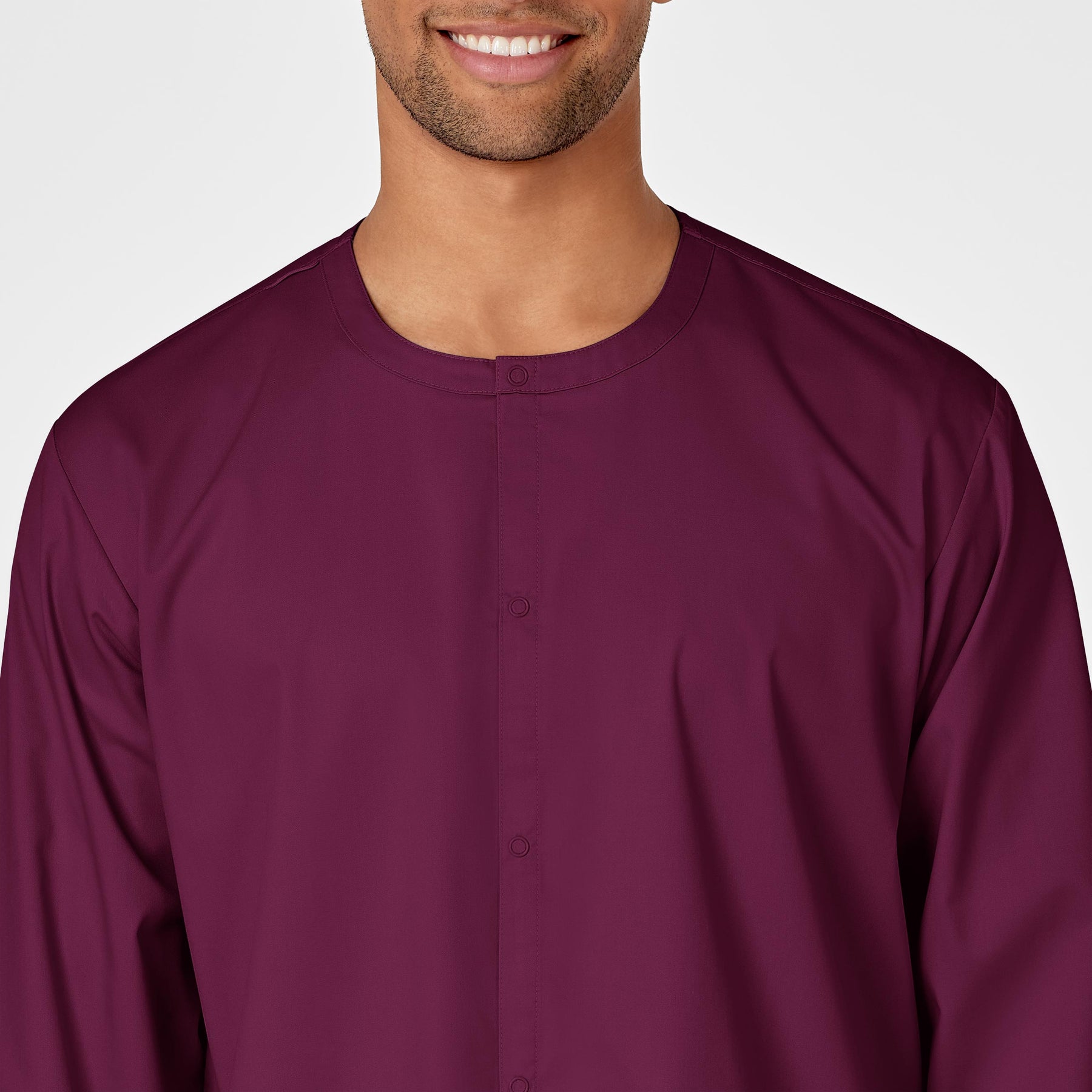 WonderWORK Unisex Snap Front Jacket Wine front detail