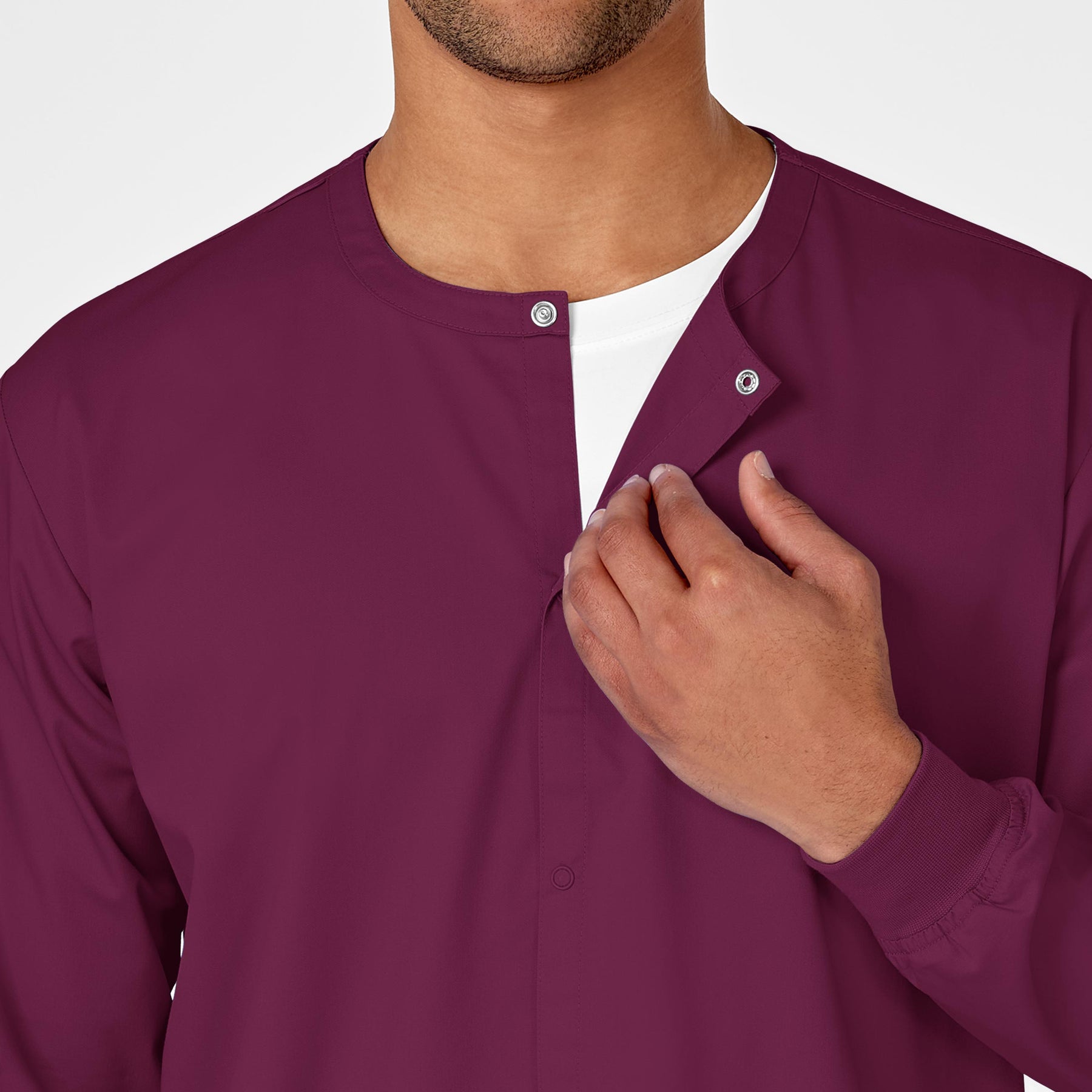 WonderWORK Unisex Snap Front Jacket Wine side detail 1