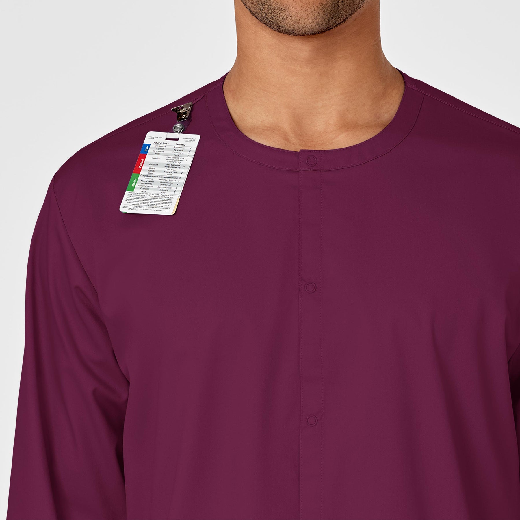 WonderWORK Unisex Snap Front Jacket Wine side detail 2