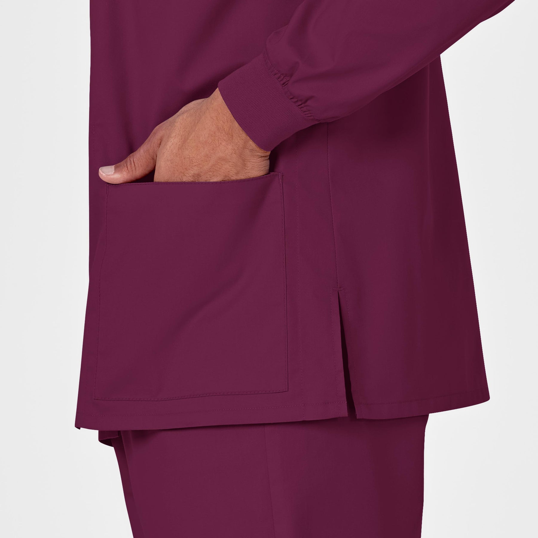 WonderWORK Unisex Snap Front Jacket Wine back detail