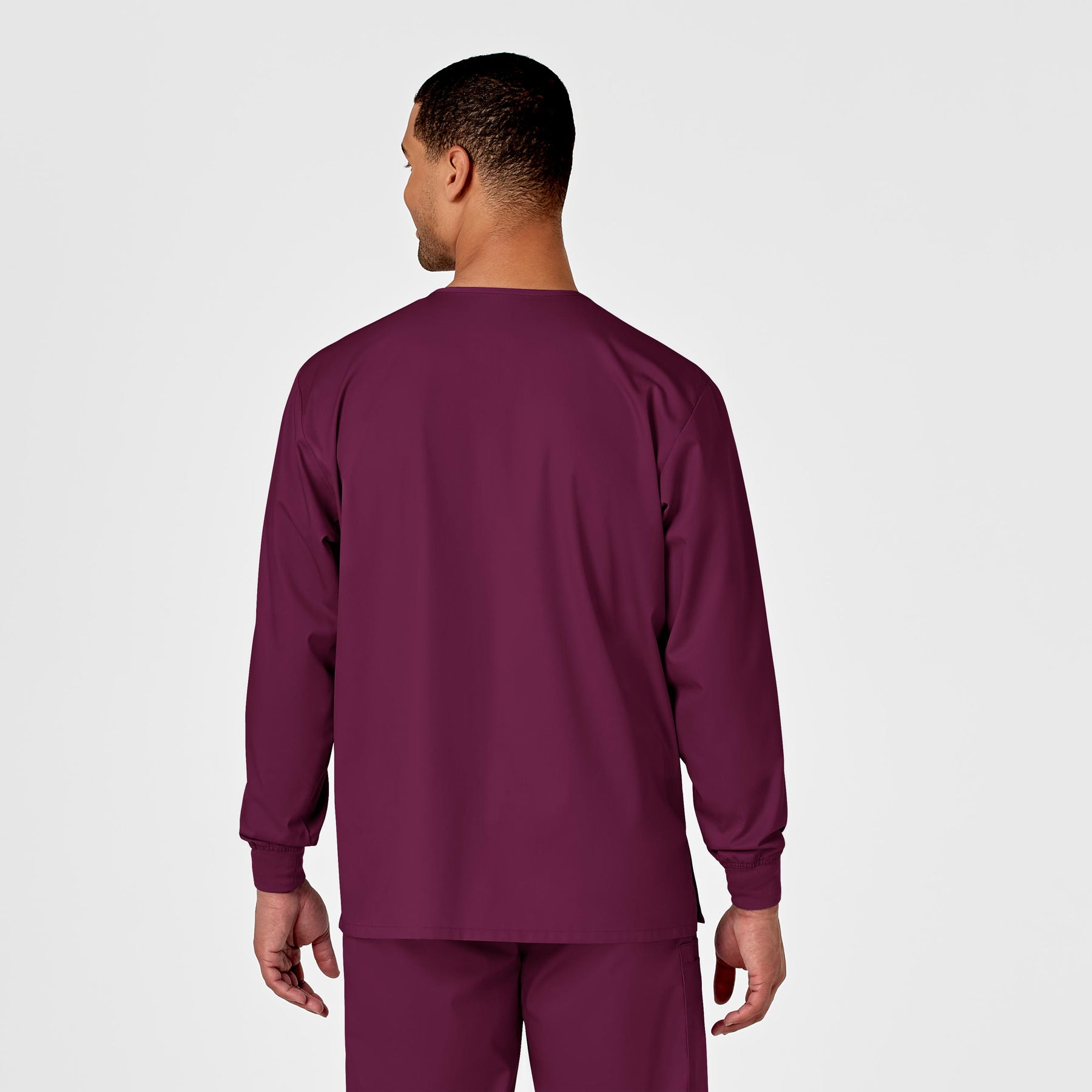 WonderWORK Unisex Snap Front Jacket Wine back view