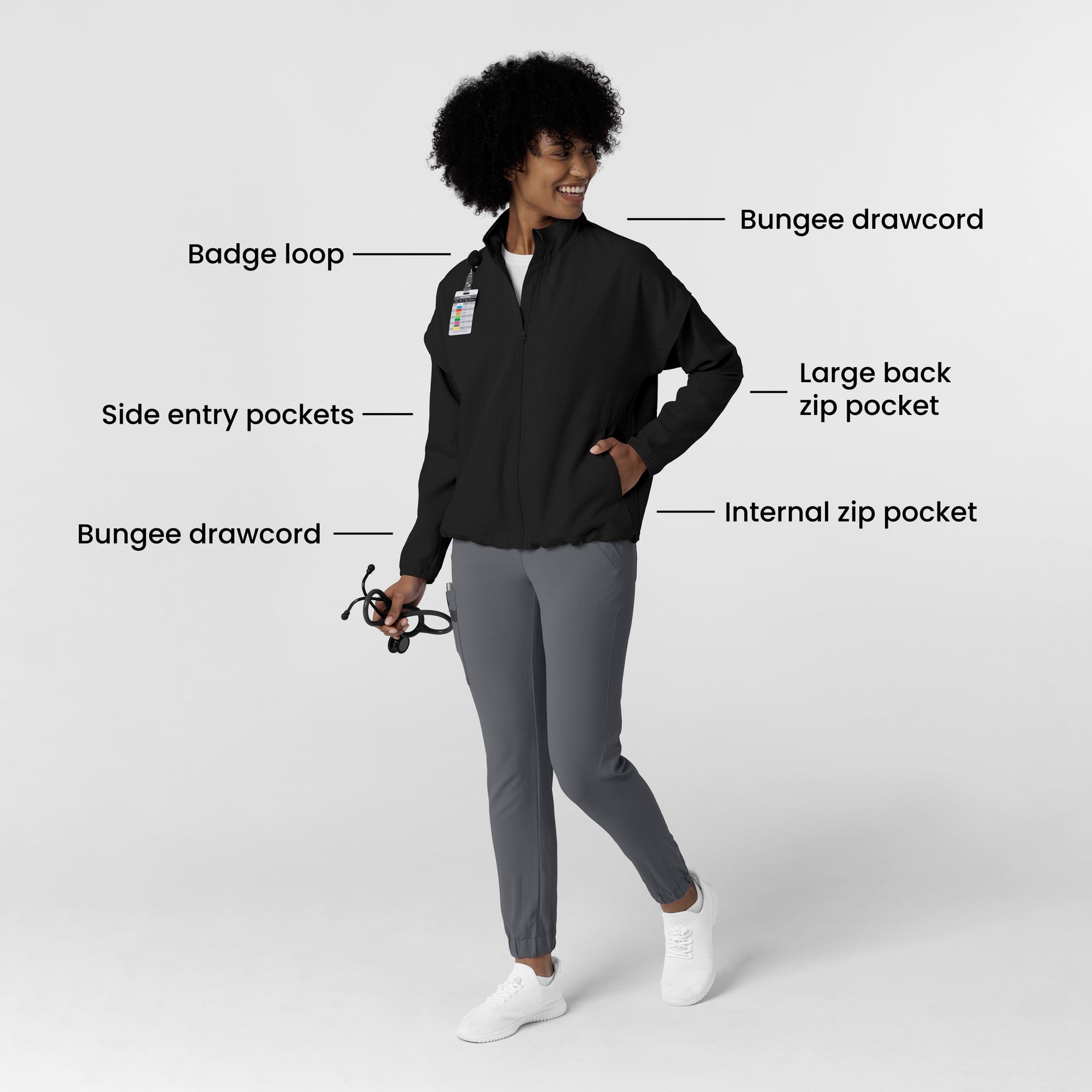 Women's BreezeBreaker Scrub Jacket - Black