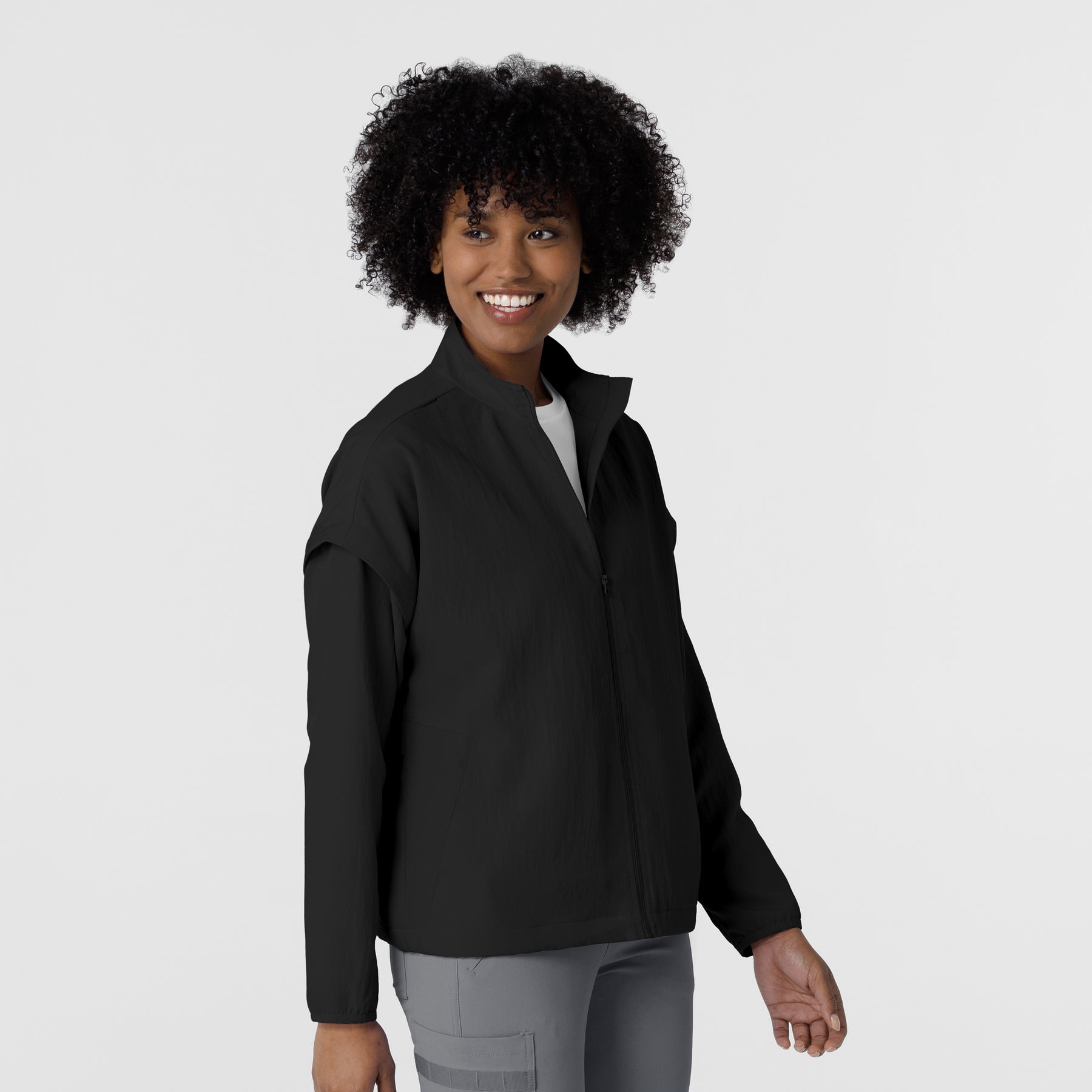 Knits and Layers Women's BreezeBreaker Scrub Jacket Black side view
