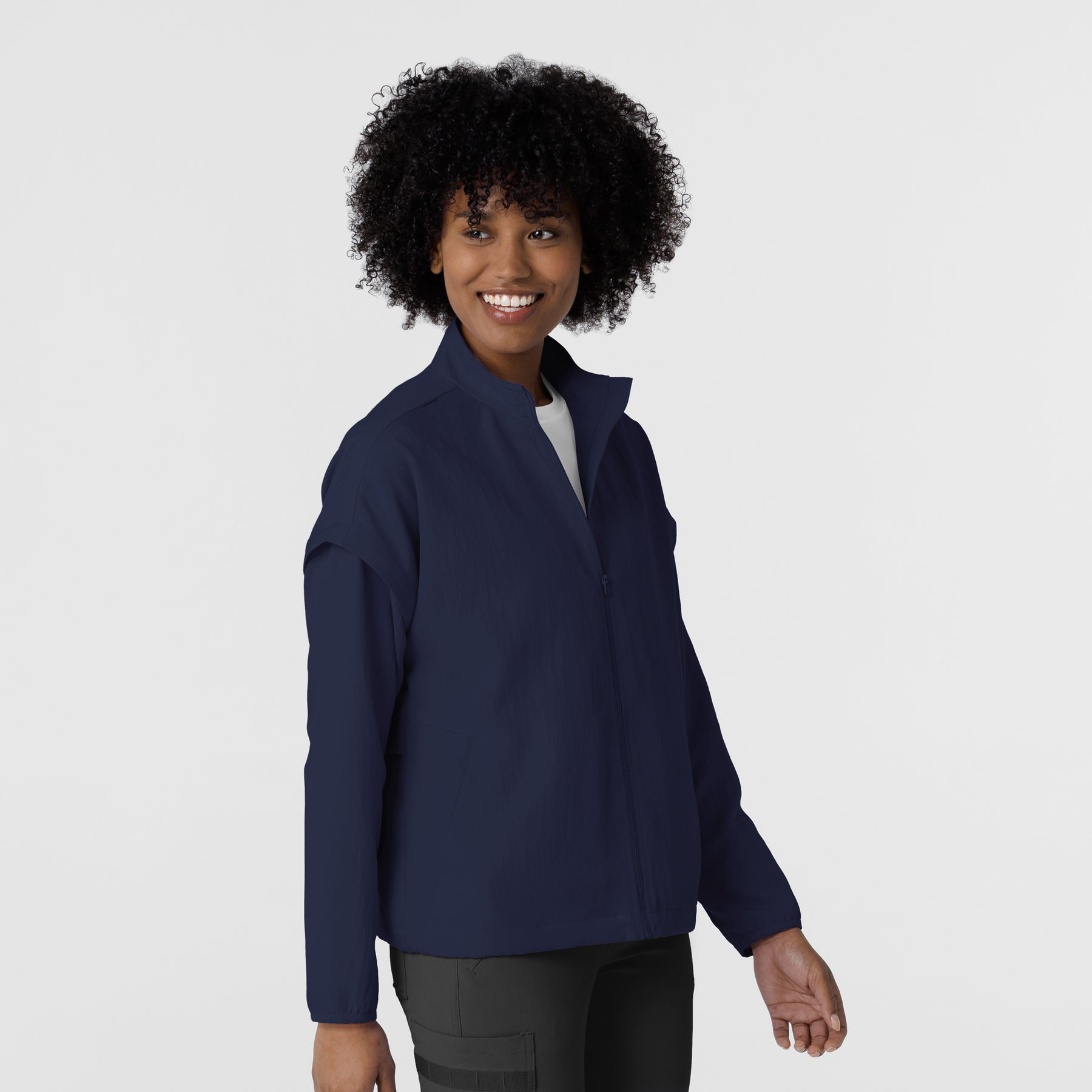 Layers Women's BreezeBreaker Scrub Jacket Navy side view