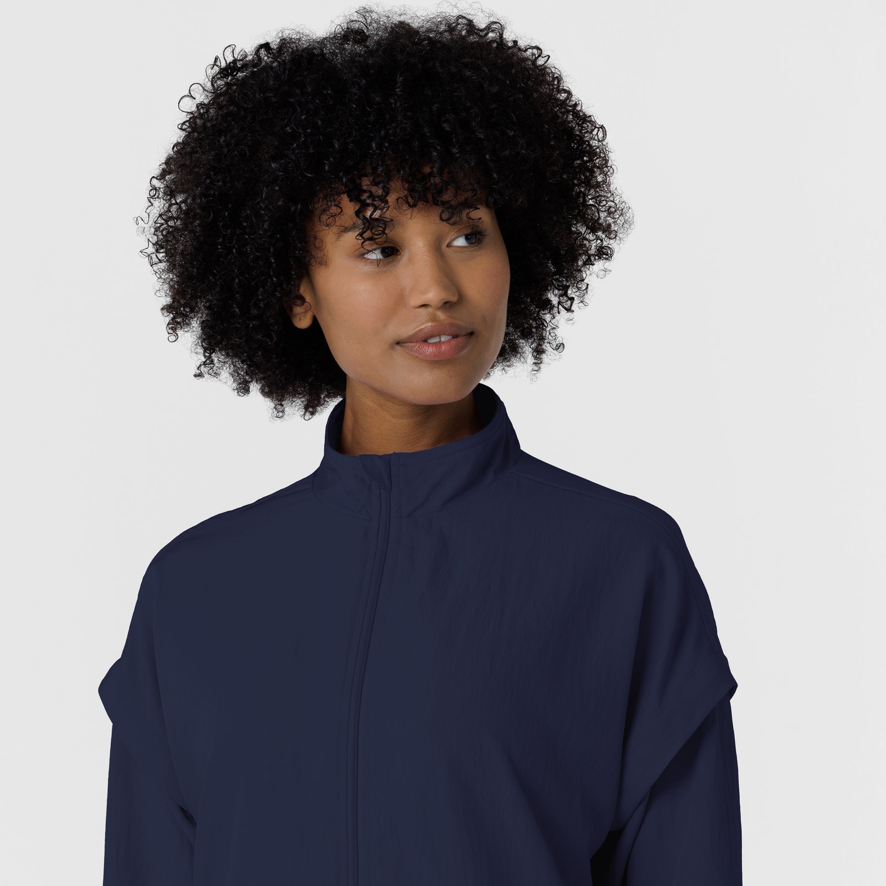 Layers Women's BreezeBreaker Scrub Jacket Navy front detail