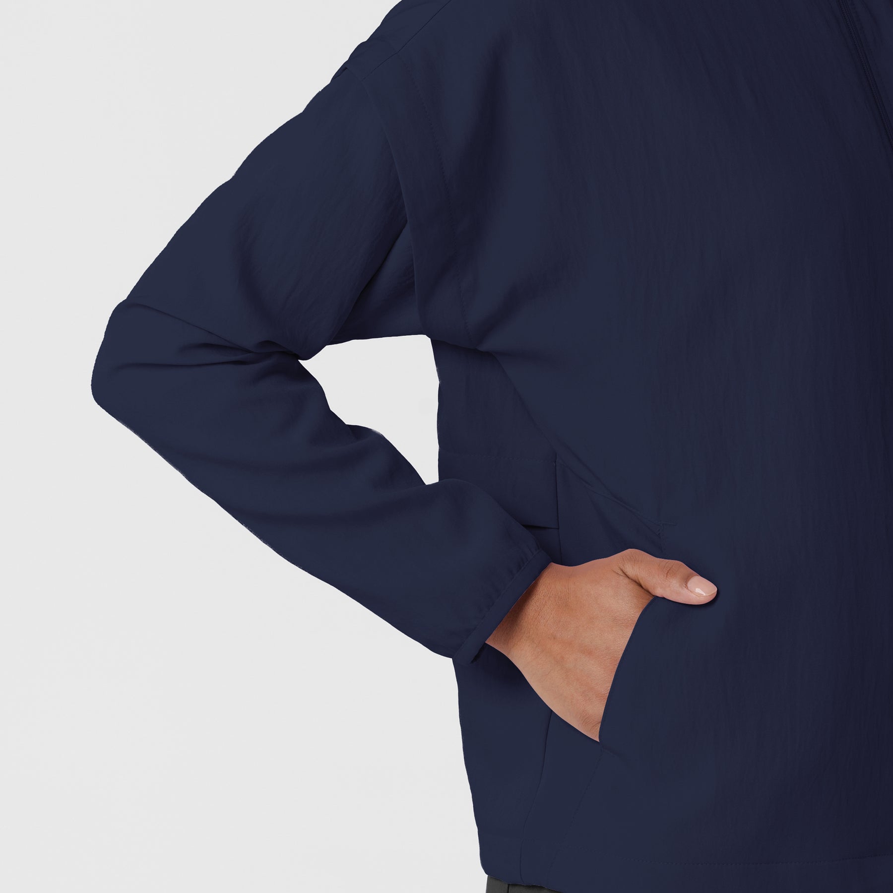 Layers Women's BreezeBreaker Scrub Jacket Navy hemline detail