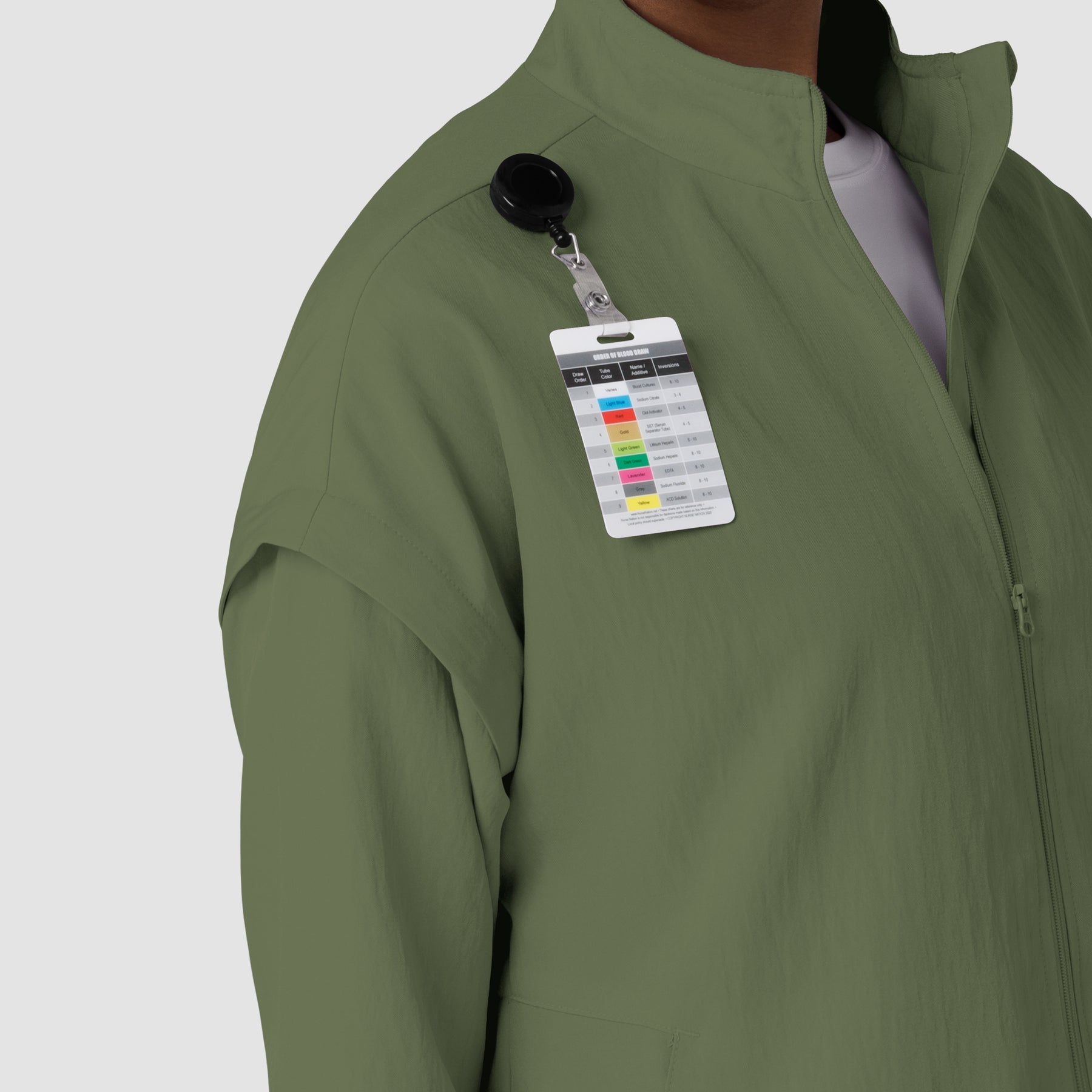 Knits and Layers Women's BreezeBreaker Scrub Jacket Olive side detail 2