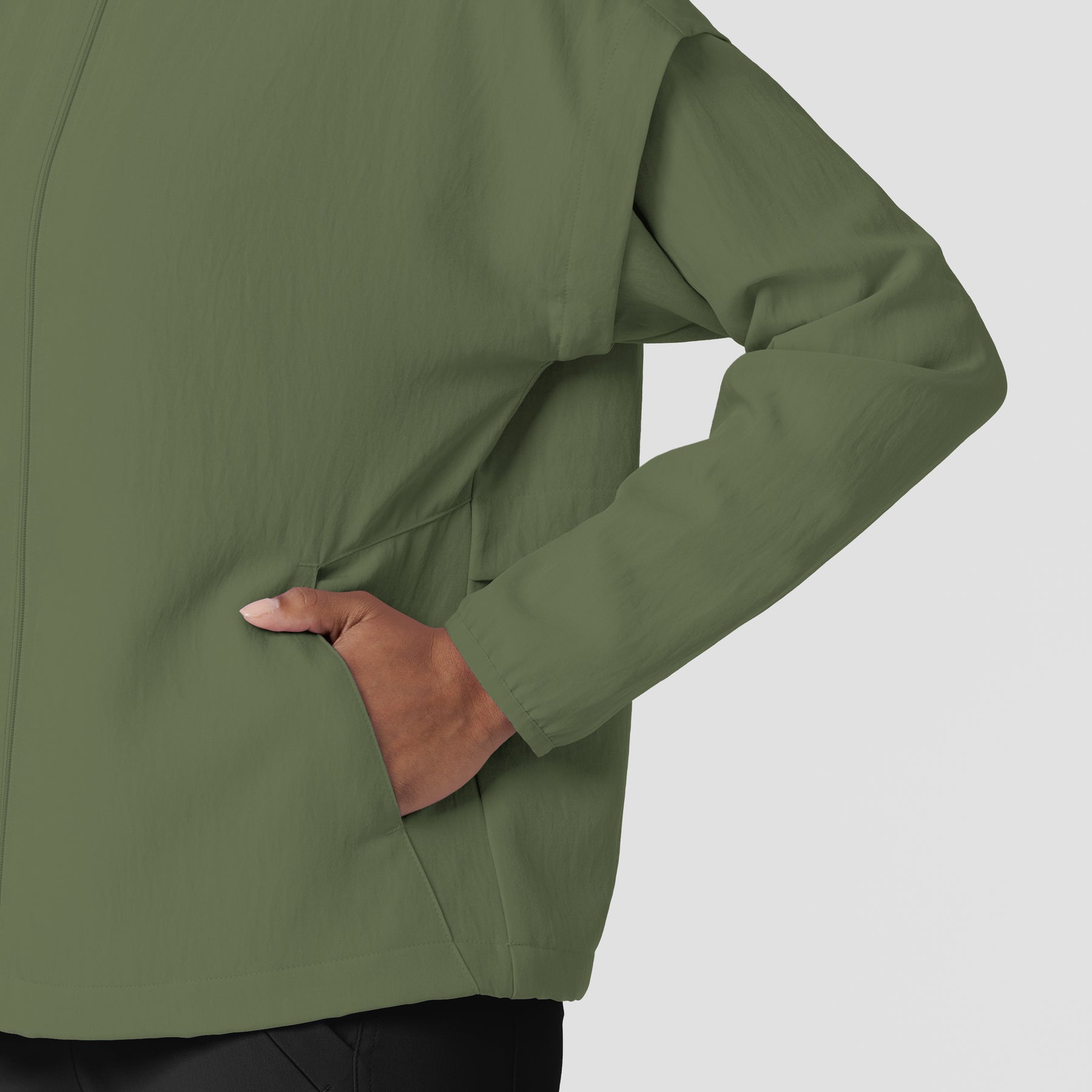 Knits and Layers Women's BreezeBreaker Scrub Jacket Olive back detail