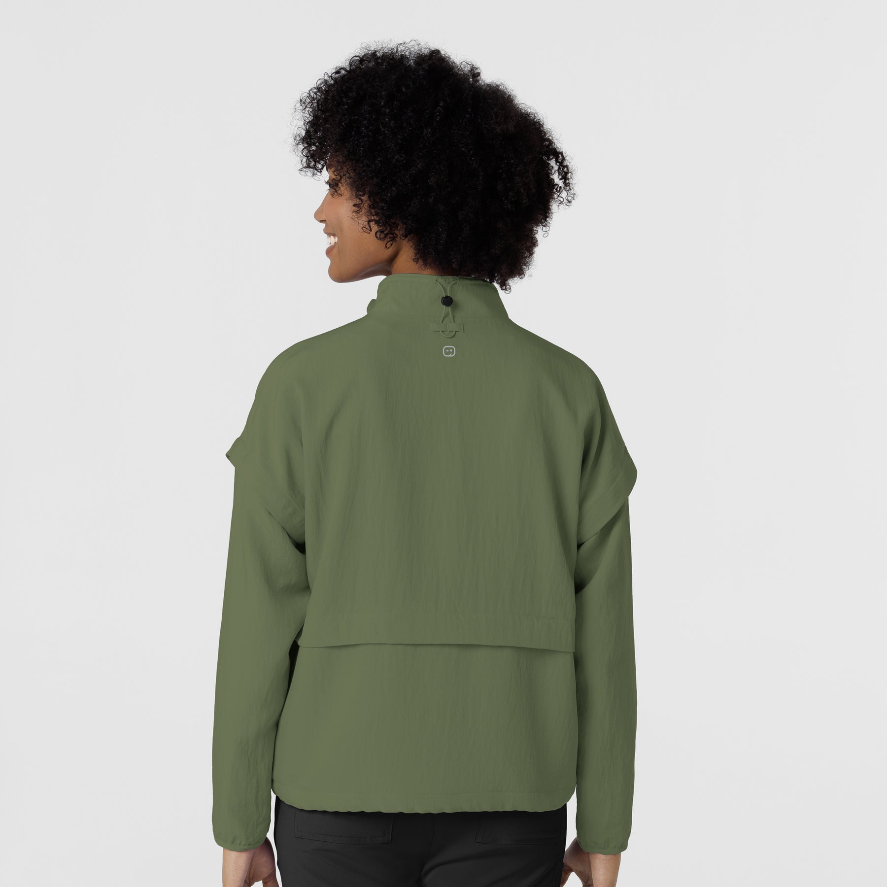Knits and Layers Women's BreezeBreaker Scrub Jacket Olive back view
