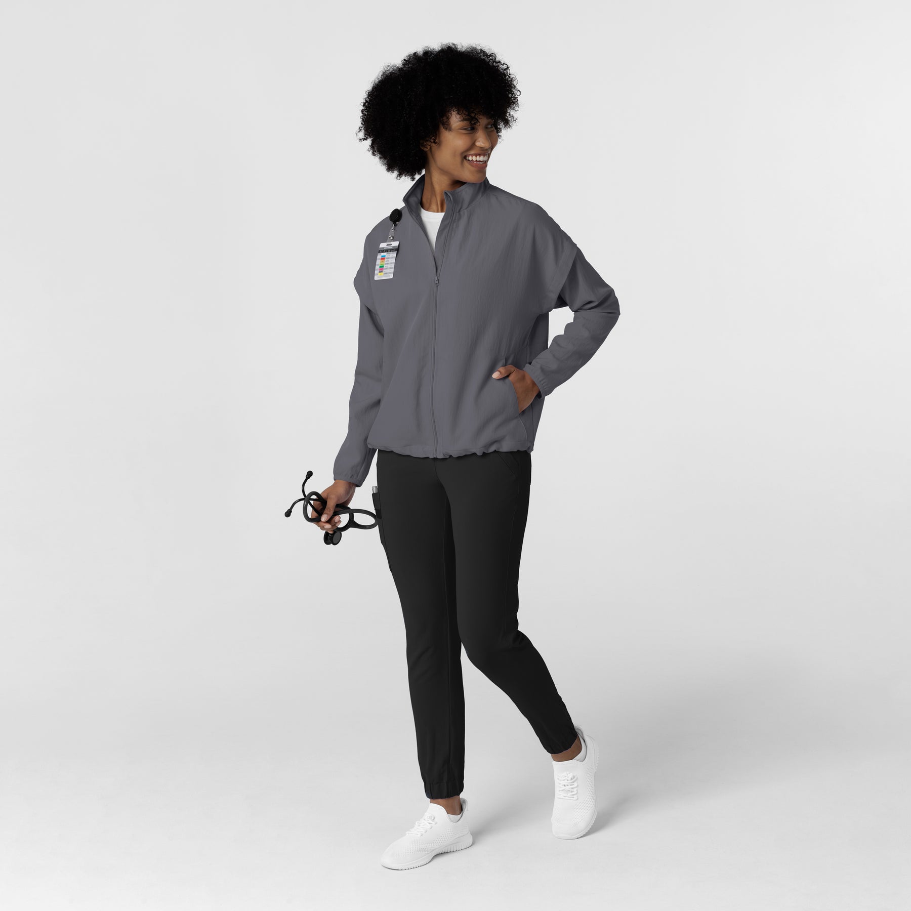 Layers Women's BreezeBreaker Scrub Jacket Pewter full scrub set