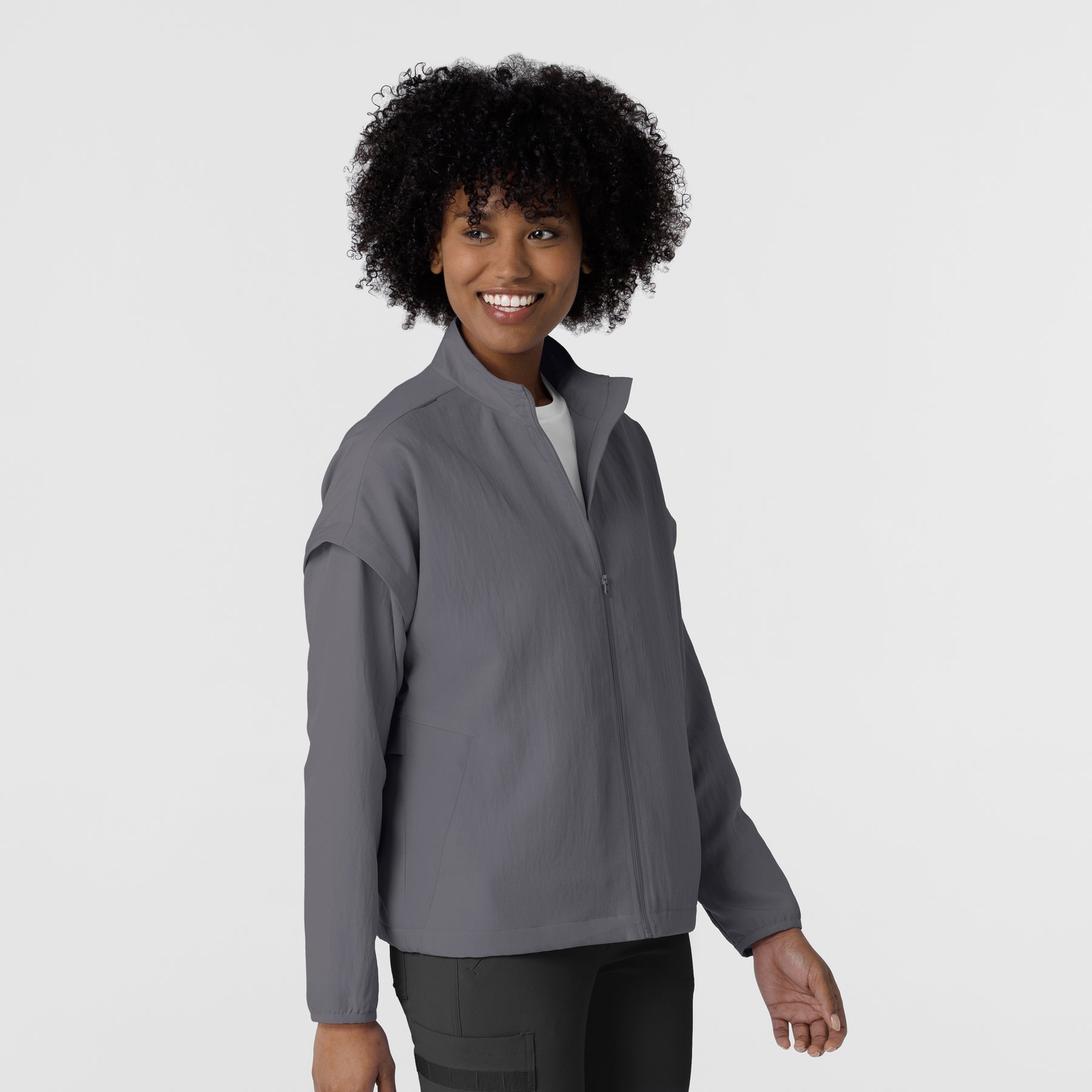 Layers Women's BreezeBreaker Scrub Jacket Pewter side view