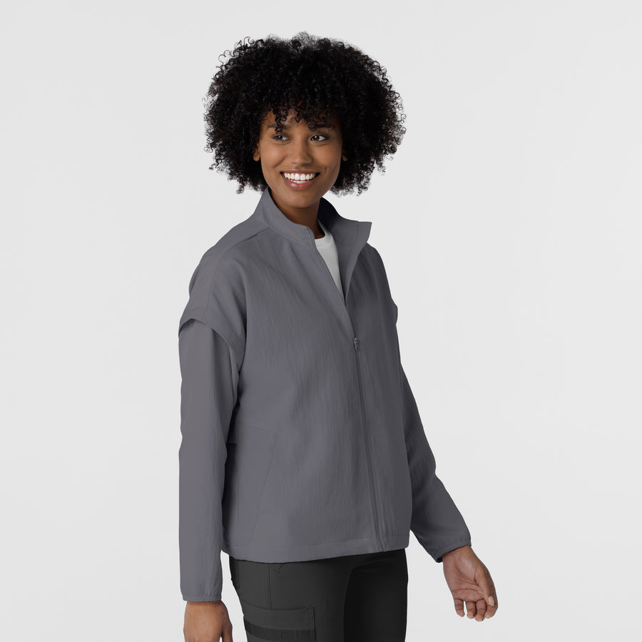 Layers Women's BreezeBreaker Scrub Jacket Pewter side view