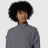 Layers Women's BreezeBreaker Scrub Jacket Pewter front detail