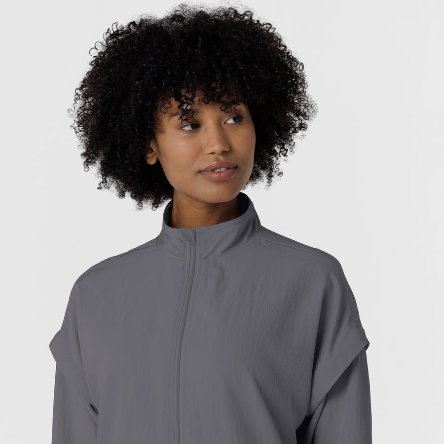 Layers Women's BreezeBreaker Scrub Jacket Pewter front detail