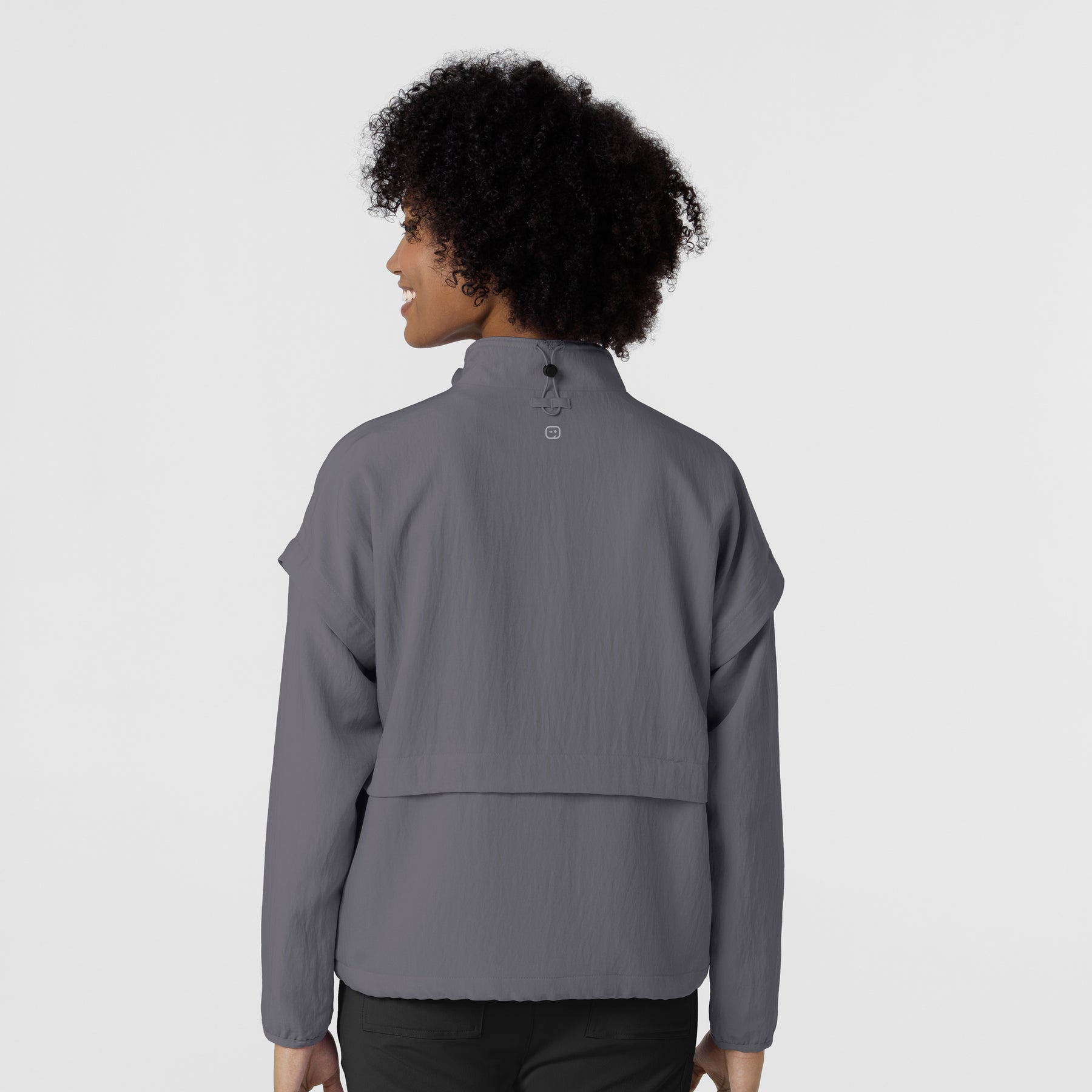 Layers Women's BreezeBreaker Scrub Jacket Pewter back view