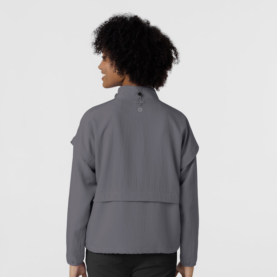 Layers Women's BreezeBreaker Scrub Jacket Pewter back view