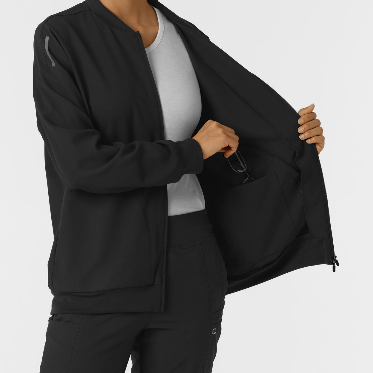 Women's Bomber Scrub Jacket - Black