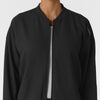 Knits and Layers Women's Bomber Scrub Jacket Black front detail