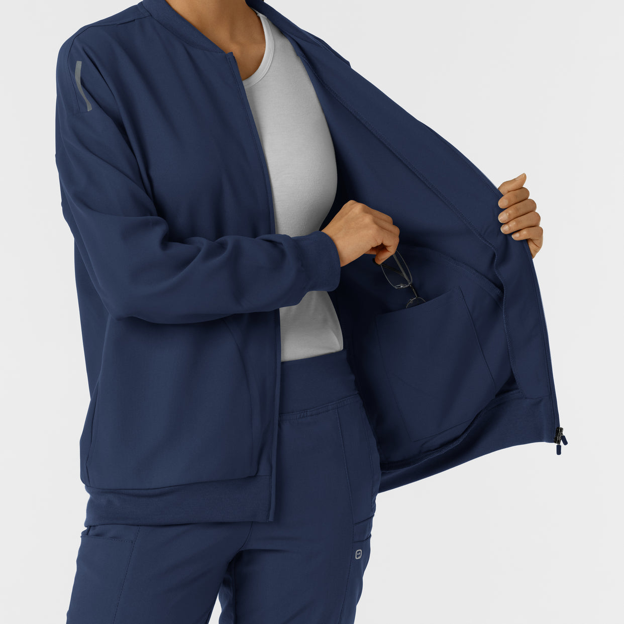 Women's Bomber Scrub Jacket - Navy