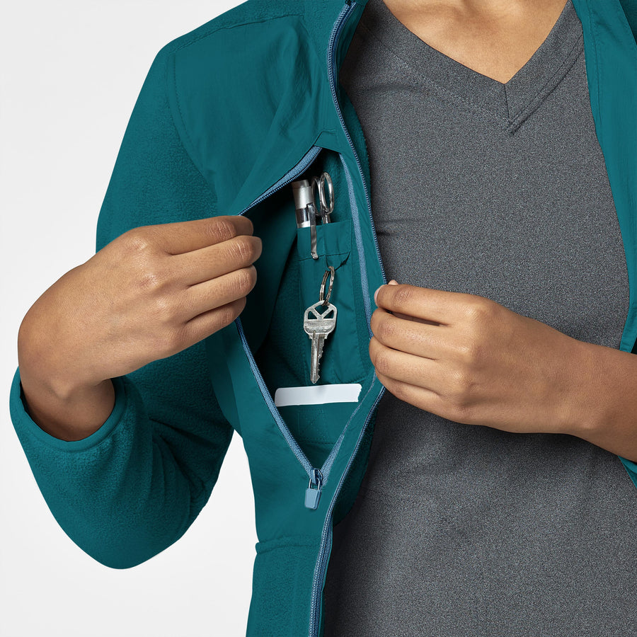 Slate Women's Micro Fleece Zip Jacket Caribbean Blue hemline detail