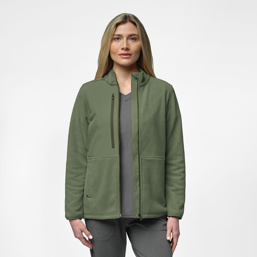 Slate Women's Micro Fleece Zip Jacket Olive side view