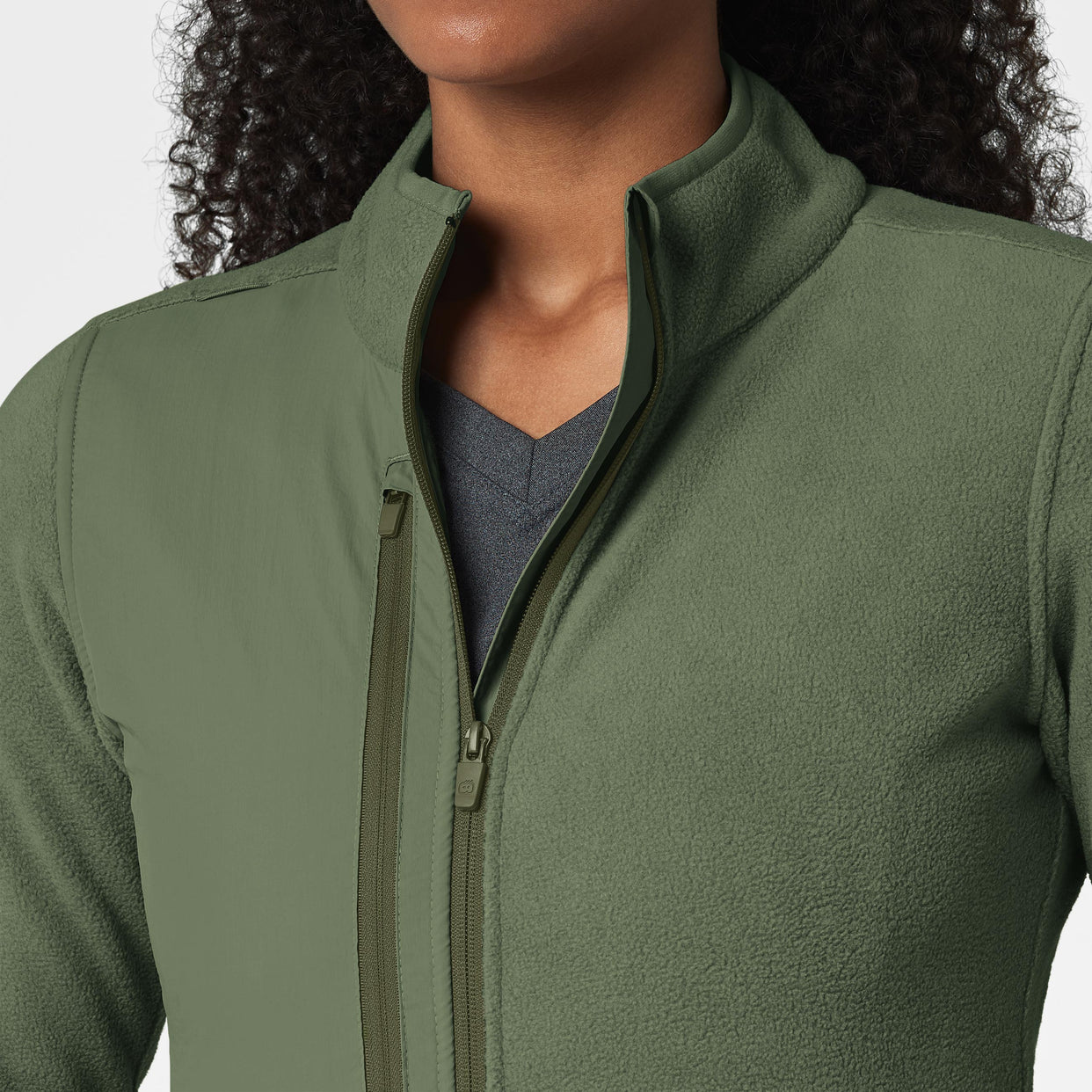 Slate Women's Micro Fleece Zip Jacket Olive side detail 1
