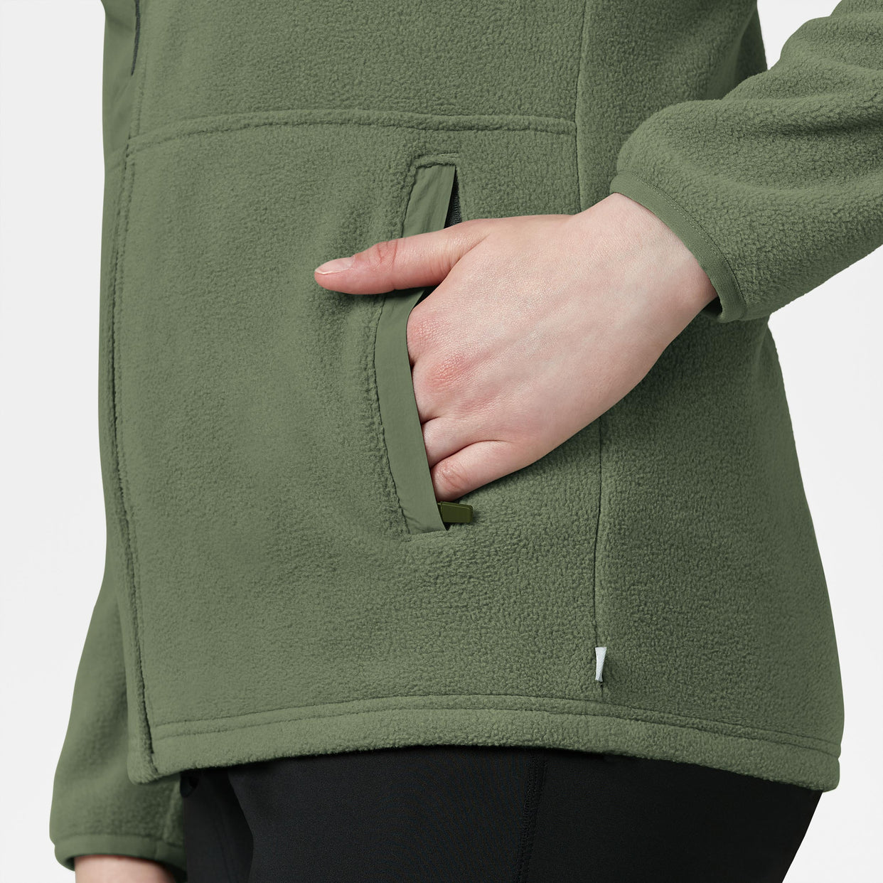 Slate Women's Micro Fleece Zip Jacket Olive back detail