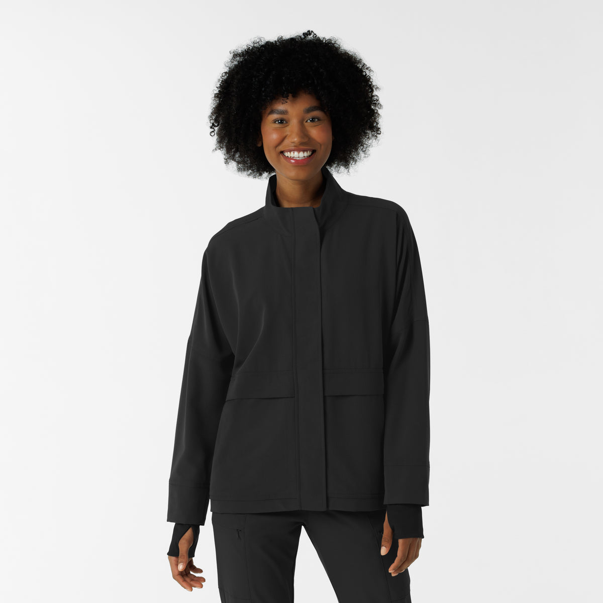 Knits and Layers Women's Germs Happen Packable Scrub Jacket Black