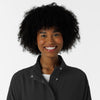 Women's Germs Happen Packable Scrub Jacket Black front detail