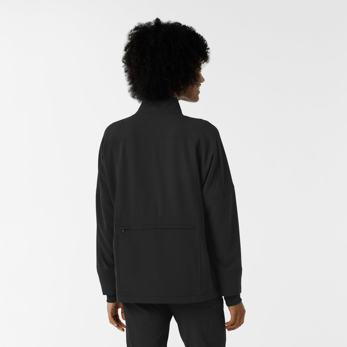 Knits and Layers Women's Germs Happen Packable Scrub Jacket Black back view
