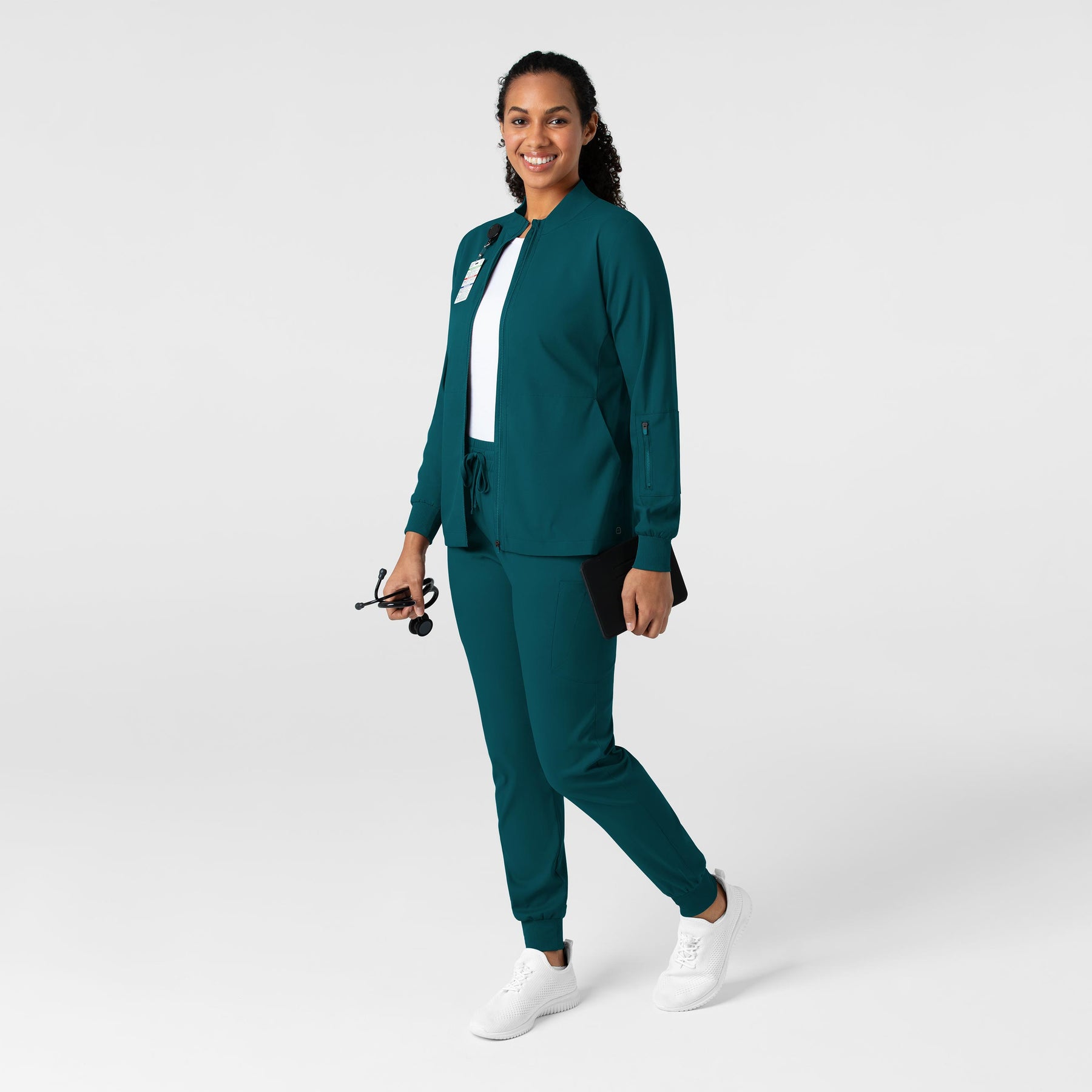 Boundless Women's Warm Up Jacket Caribbean full scrub set