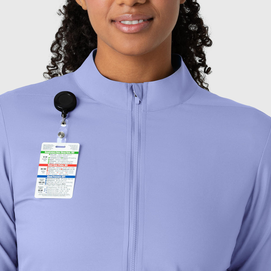 Boundless Women's Warm Up Jacket Ceil Blue front detail