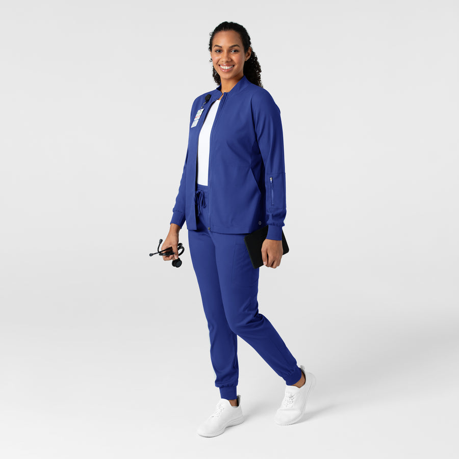 Boundless Women's Warm Up Scrub Jacket Galaxy Blue full scrub set