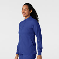 Boundless Women's Warm Up Scrub Jacket Galaxy Blue side view