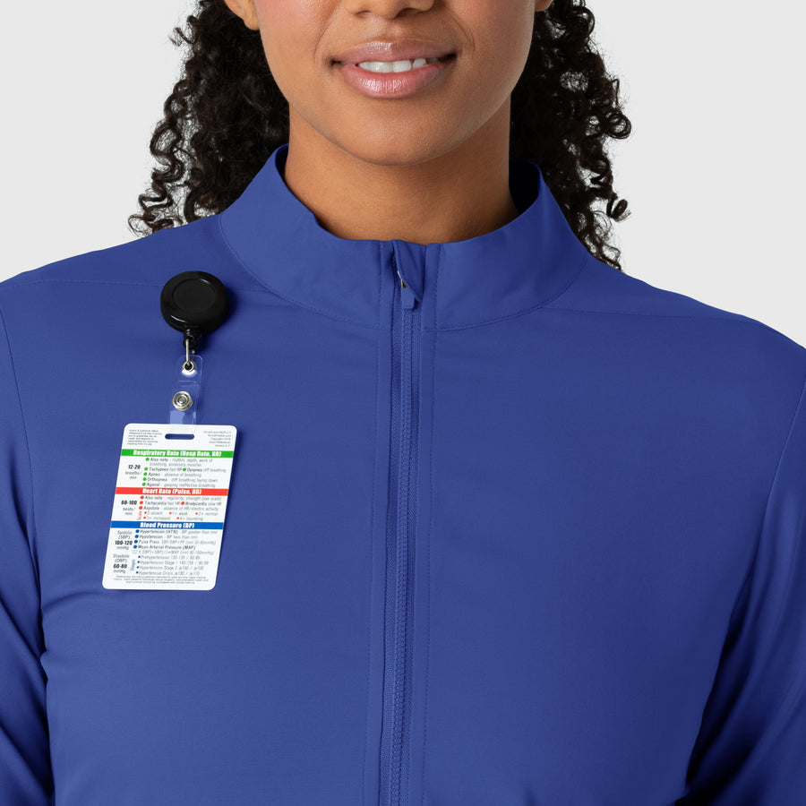 Boundless Women's Warm Up Scrub Jacket Galaxy Blue front detail