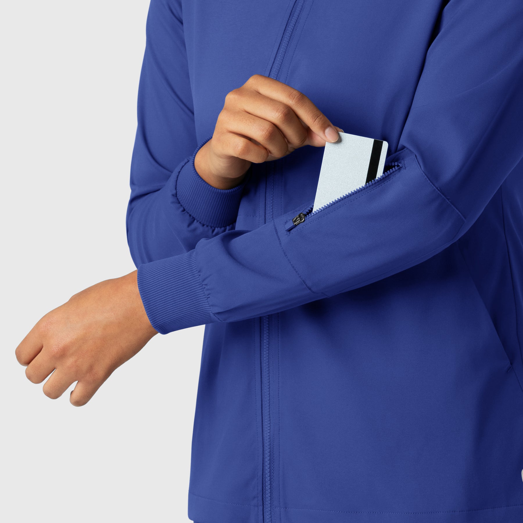 Boundless Women's Warm Up Scrub Jacket Galaxy Blue side detail 2