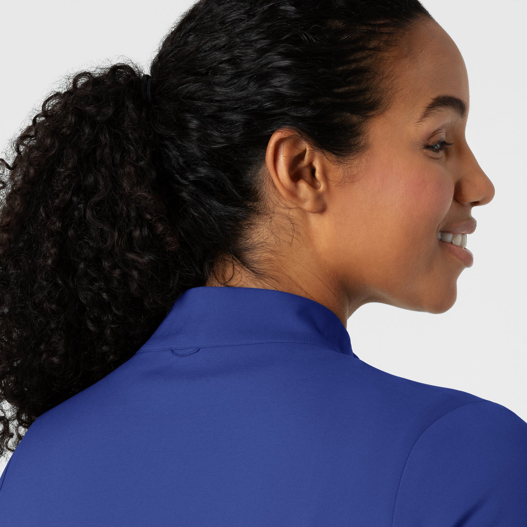 Boundless Women's Warm Up Scrub Jacket Galaxy Blue back detail