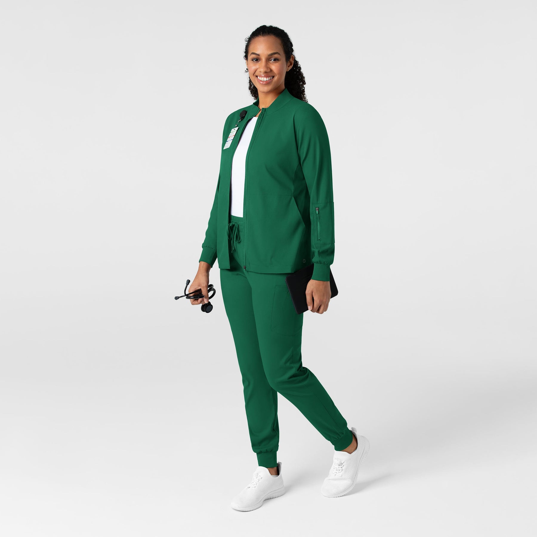 Boundless Women's Warm Up Jacket Hunter full scrub set