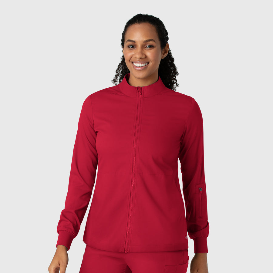 Boundless Women's Warm Up Scrub Jacket Red