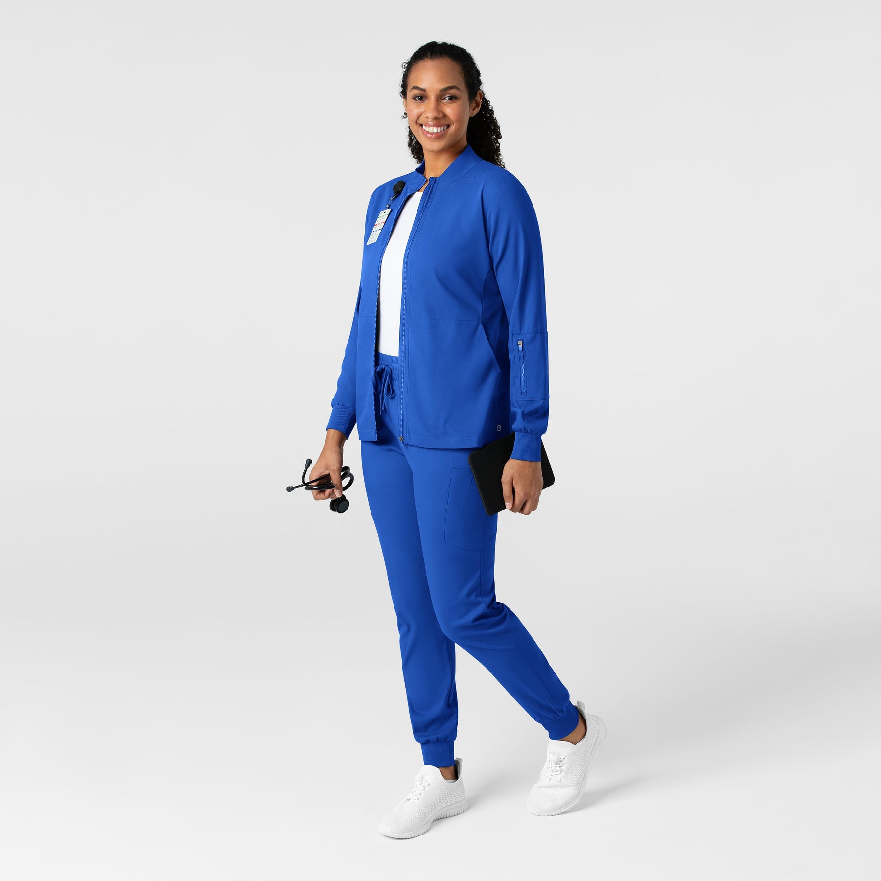 Boundless Women's Warm Up Jacket Royal full scrub set