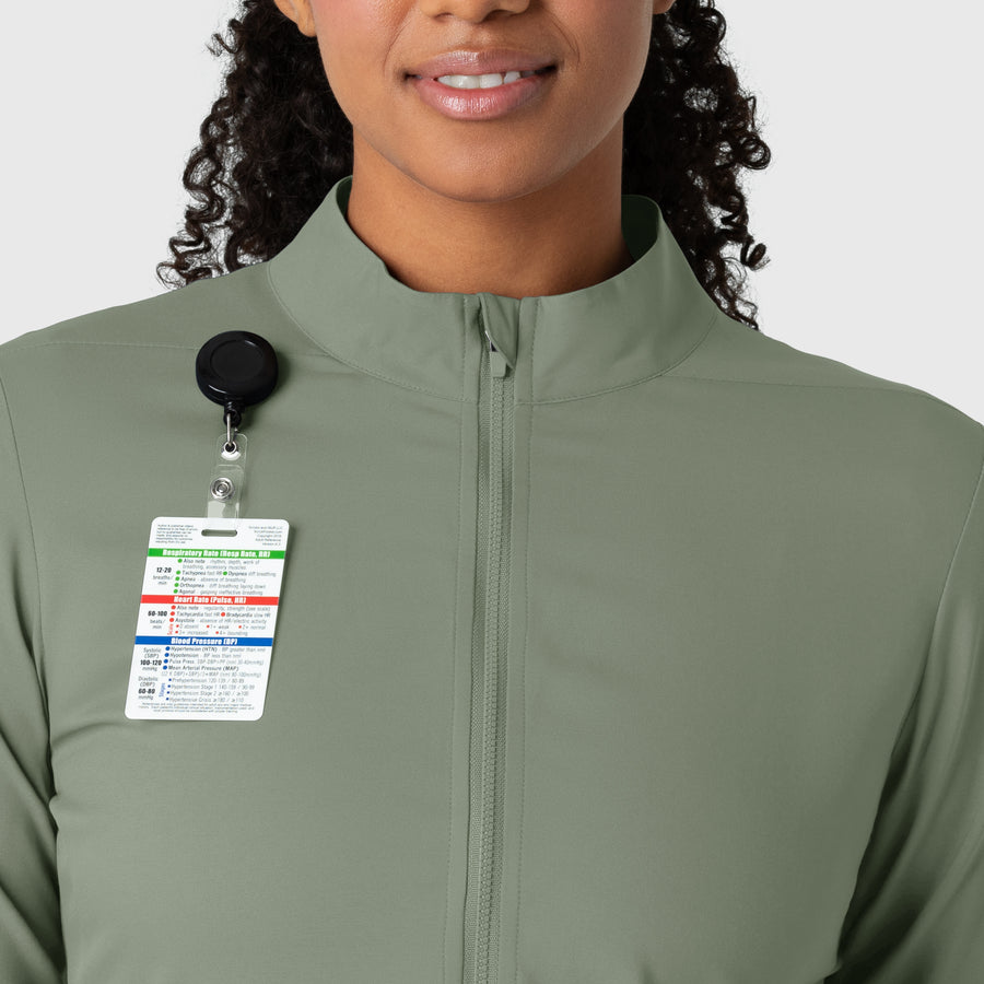 Boundless Women's Warm Up Jacket Sage front detail
